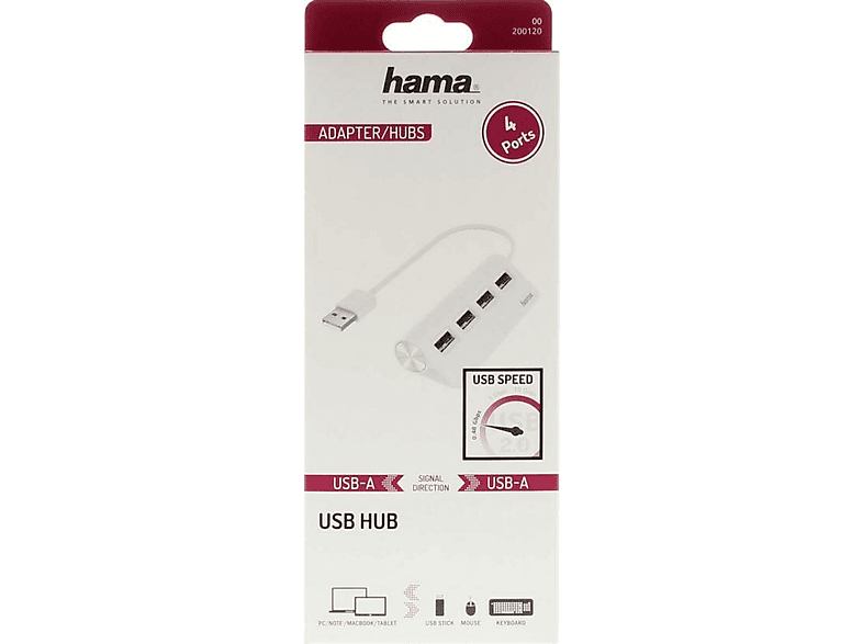 HAMA HM.200120 4 Ports USB 2.0 480 Mbit/s USB Hub Beyaz_1