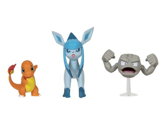 JAZWARES Pokémon: Kleinstein, Glumanda, Glaziola - 3er-Pack - Sammelfiguren (Mehrfarbig)