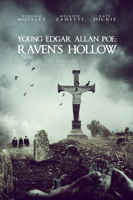 Filmposter: Young Edgar Allan Poe, Raven's Hollow. Figuren op een begraafplaats.