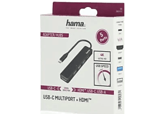 HAMA HM.200117 5 Ports 3 x USB-A USB-C HDMI USB-C Hub Siyah_1