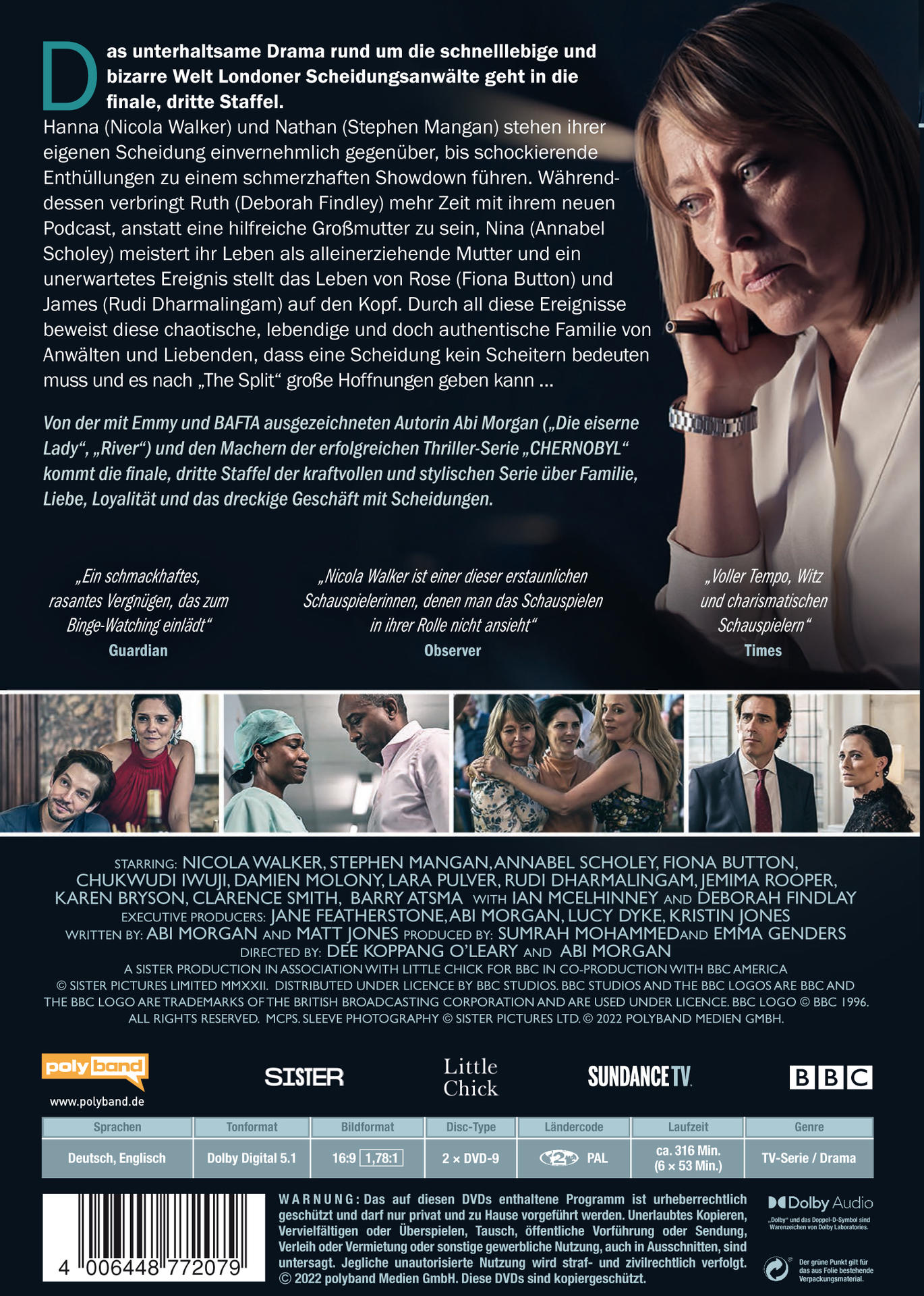 Frau auf dem Cover einer DVD. Der Titel der Show lautet "The Split".