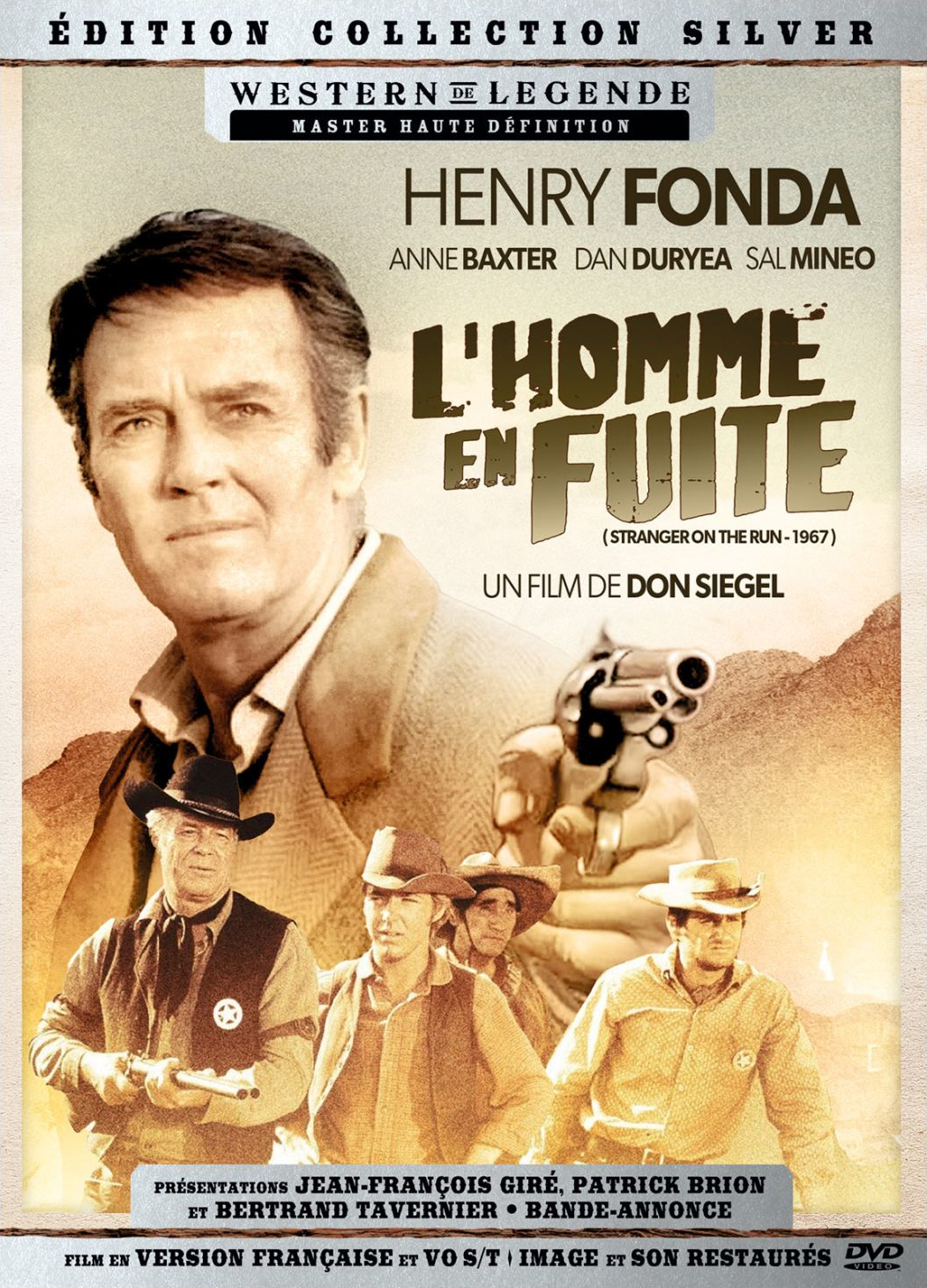 Movie poster: Henry Fonda, L'Homme en Fuite (Stranger on the Run). Other actors and text are visible.