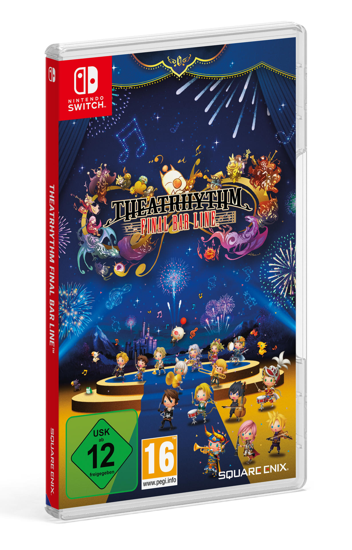Nintendo Switch Spielbox, Theatrhythm Final Bar Line, farbenfrohes Spiel-Artwork.