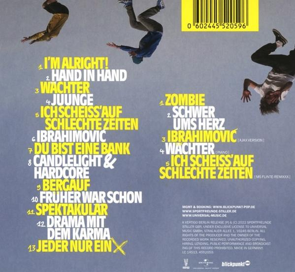Albumcover mit Songtiteln und Bildern von Menschen. Verschiedene Schriftarten verwendet.