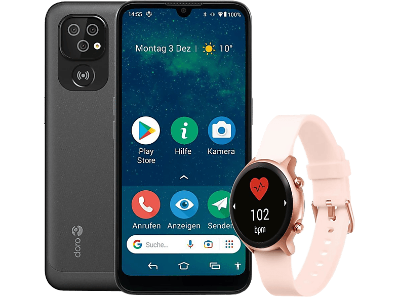 Doro Smartphone 8100 32gb 4g Black + Smartwatch Pink (8176)