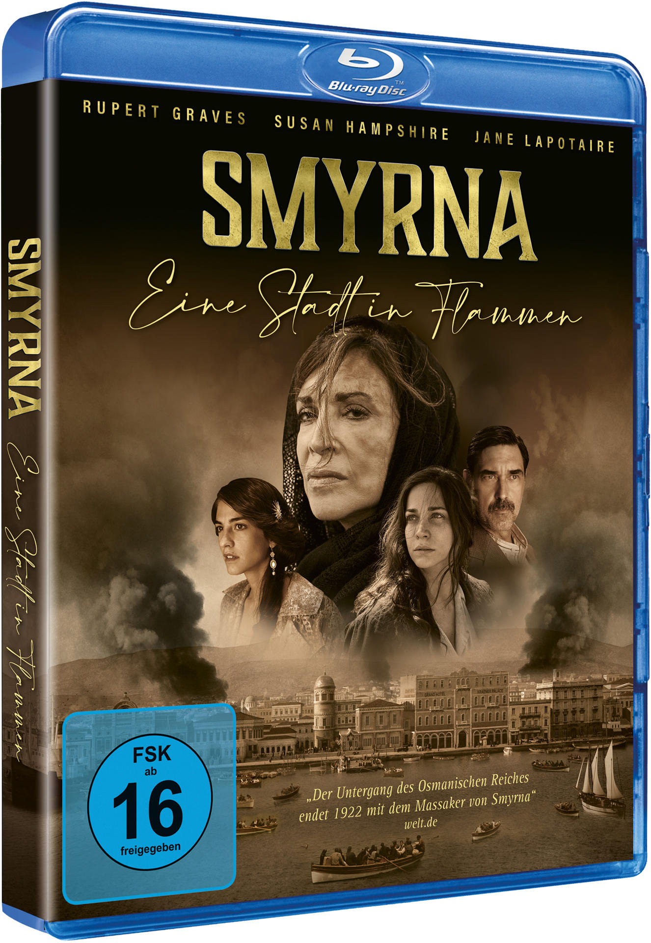 Blu-ray-Filmhülle mit dem Filmtitel 'Smyrna' und Schauspielern.