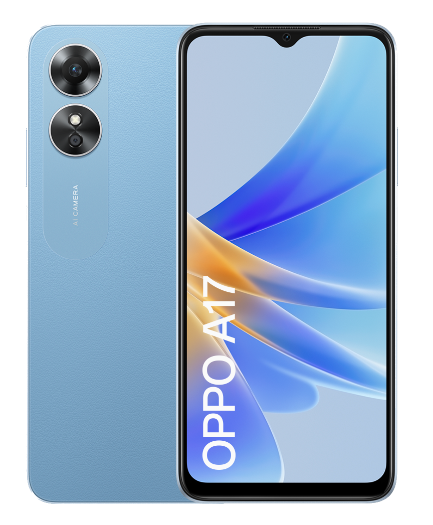 Móvil - OPPO A17, Lake Blue, 64 GB, 4 GB RAM, 6.5" HD+, MediaTek Helio G35, 5000 mAh, Android