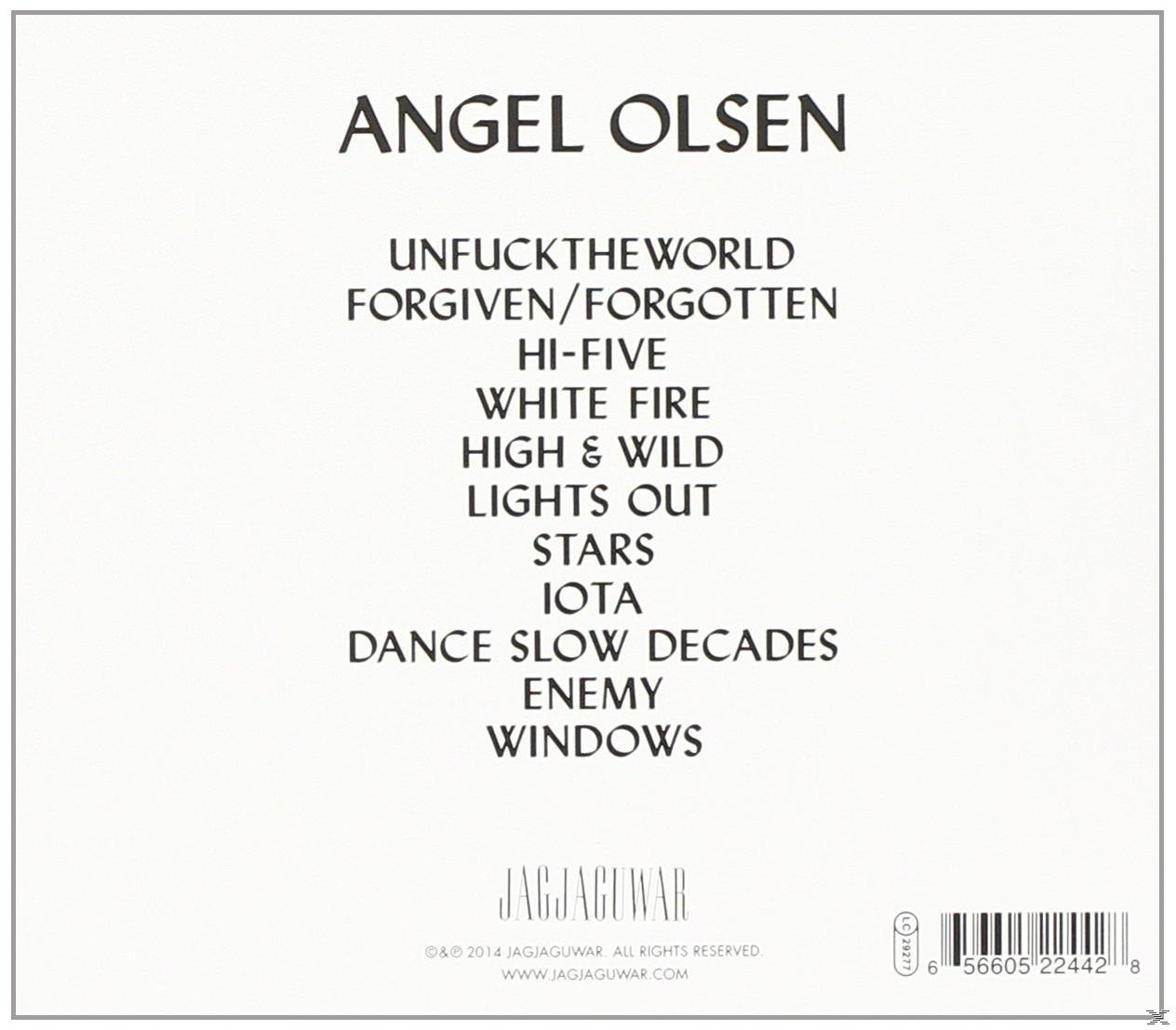 Albumcover mit dem Text 'ANGEL OLSEN' und einer Titelliste.