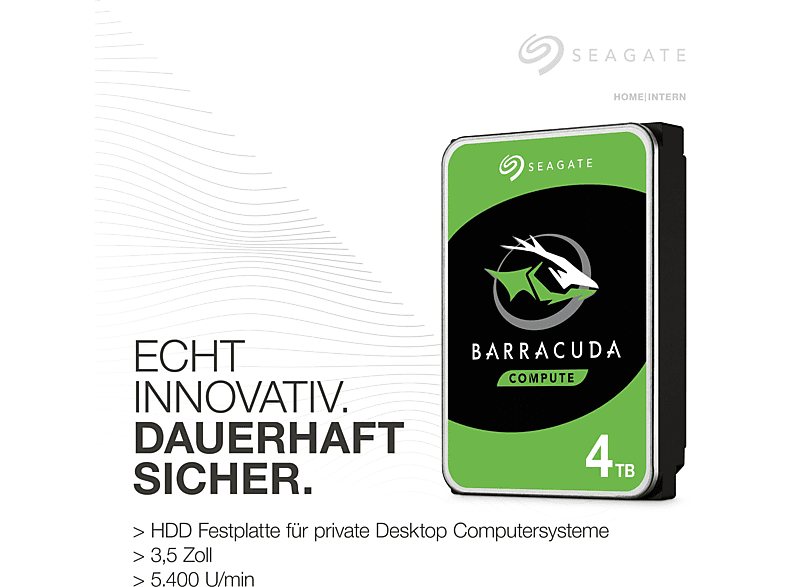 Thumbnail - SEAGATE BarraCuda Festplatte Retail, 4 TB HDD SATA 6 Gbps, 3,5 Zoll, intern