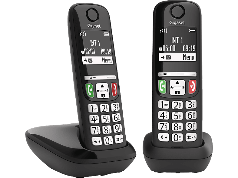 Teléfono  GIGASET E270, Duo, 100 contactos, Bloqueo de números, Compatible  con ayudas auditivas, Negro