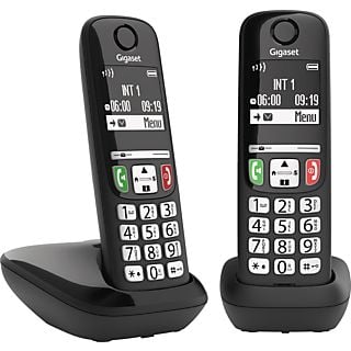 Teléfono - GIGASET E270, Duo, 100 contactos, Bloqueo de números, Compatible con ayudas auditivas, Negro