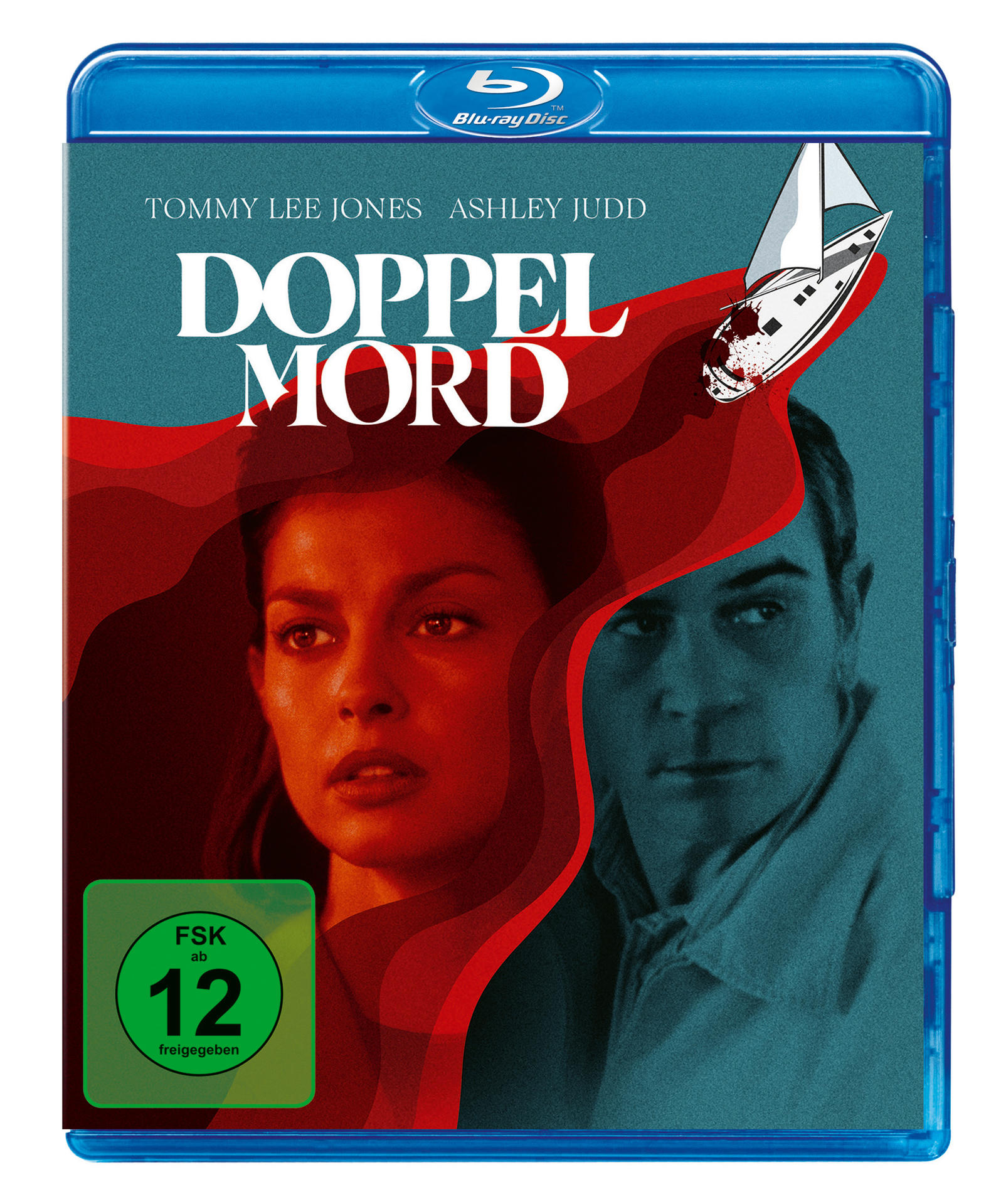 Blu-ray-Cover mit Frau, Mann und einem blutartigen Design.