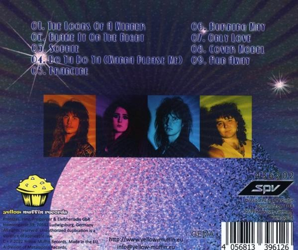 CD-Cover mit einer Band aus vier Personen, Songtiteln und einem gelben Muffin-Logo.