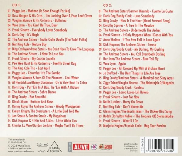 Album-Rückseite mit Titelliste. Weißer Hintergrund.