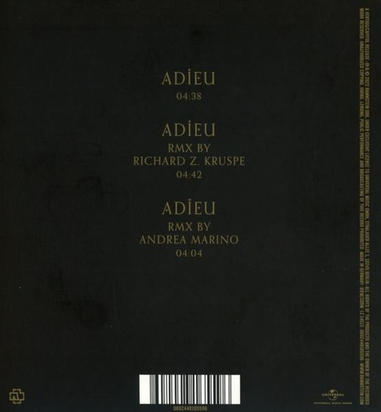 Schwarzes Albumcover mit goldenem Text. Songtitel und Credits. Universal Music-Logo.