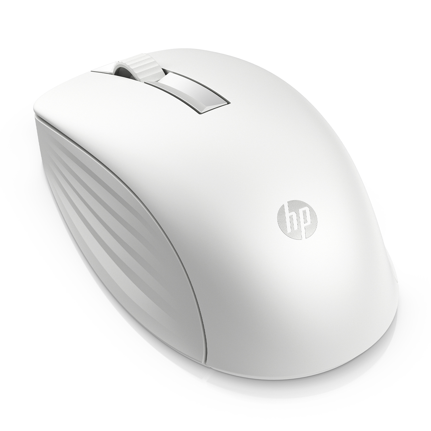 Mouse per computer HP bianco con rotella di scorrimento.