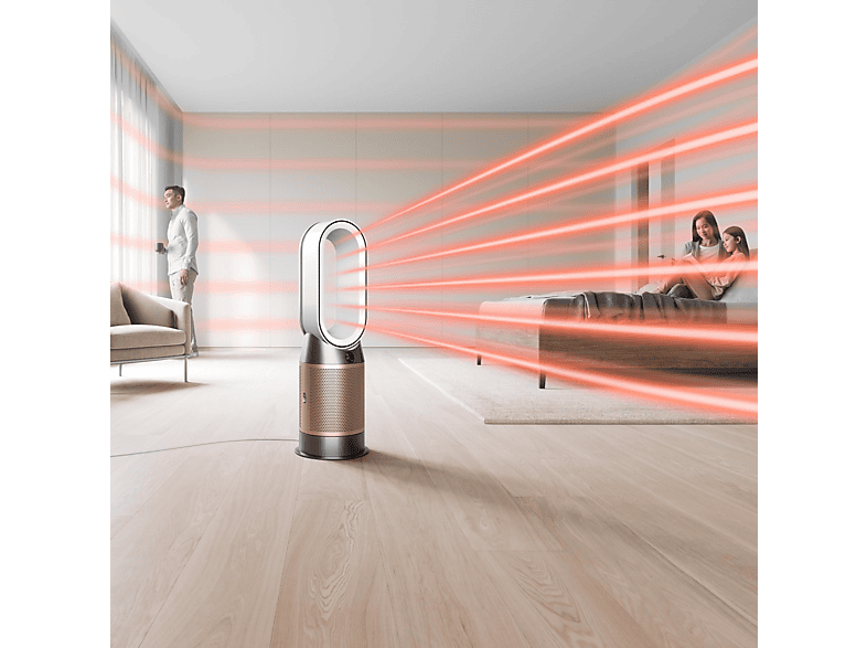DYSON HP09 Purifier Hot+Cool Formaldehyde Luftreiniger+Heizlüfter Weiß/Gold (40 Watt, Raumgröße: 81 m³, Vollständige Versiegelung nach HEPA-13 Standard)