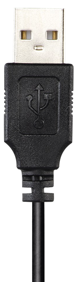 Egy USB-kábel csatlakozójának közeli képe fekete burkolattal.