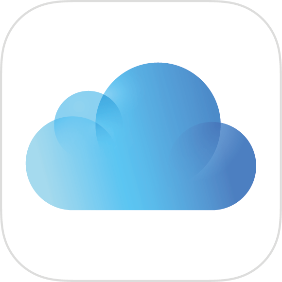 El logotipo de iCloud es un cuadrado blanco redondeado con una nube azul.