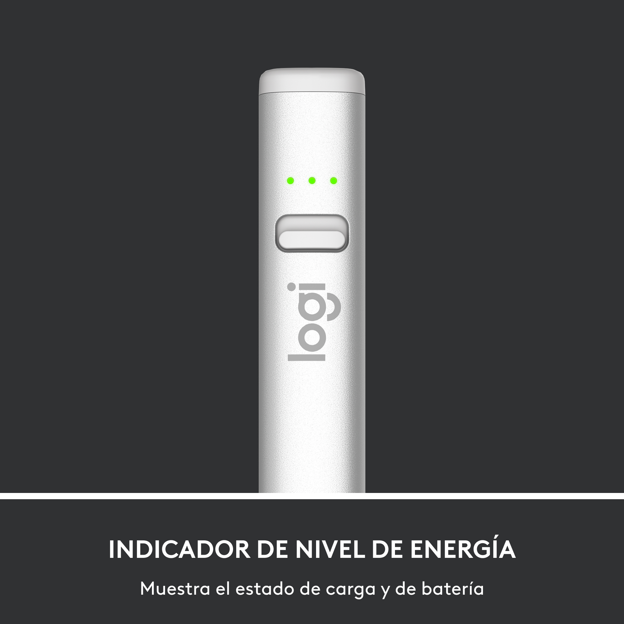 Un dispositivo de carga blanco con indicadores luminosos.