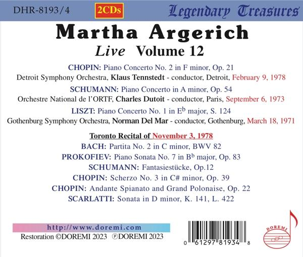 Martha/tennstedt/dutoit/+ Argerich - Martha Argerich: Live,Vol.12  - (CD)