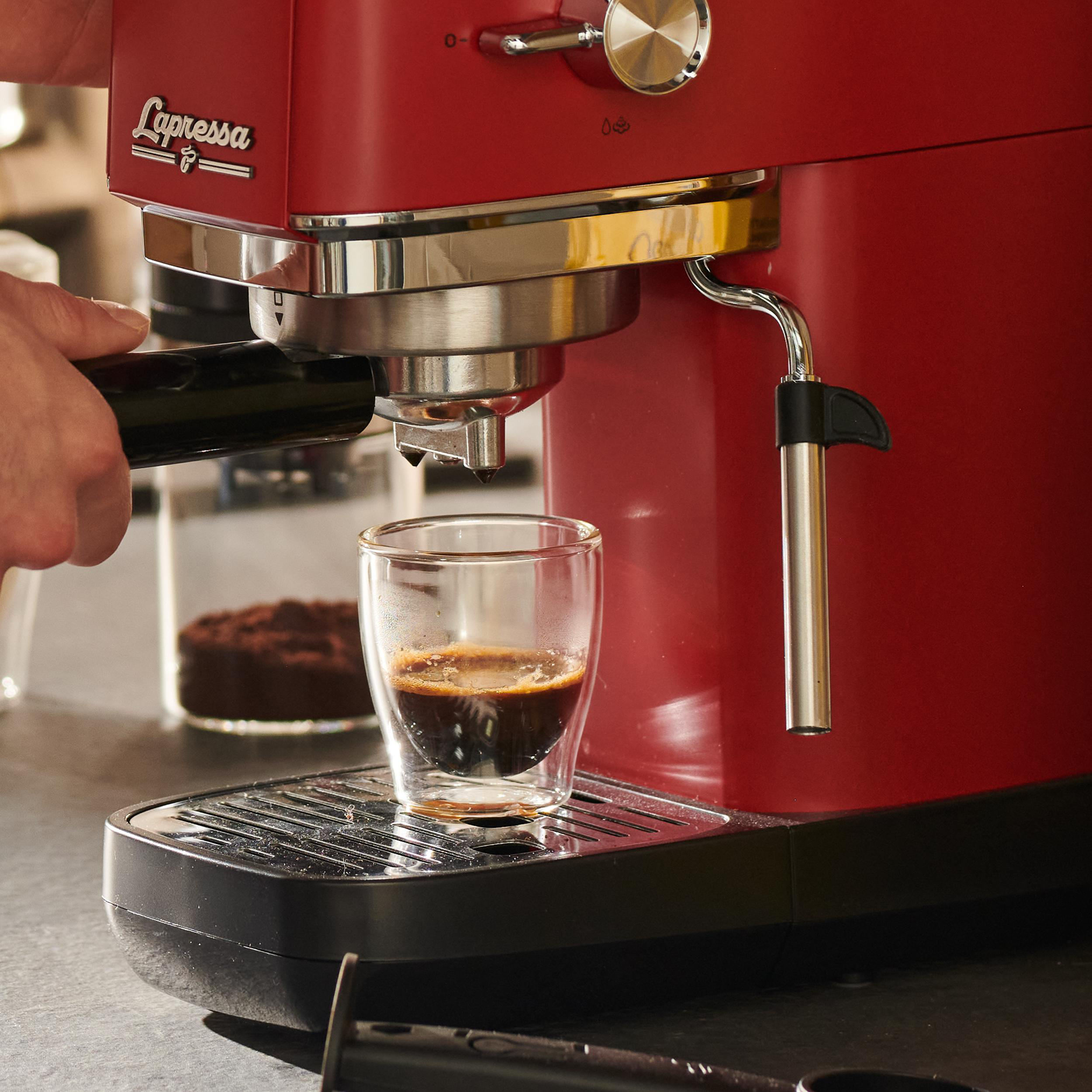 „Lapressa“ Rot Silber TCHIBO Siebträger Espressomaschine