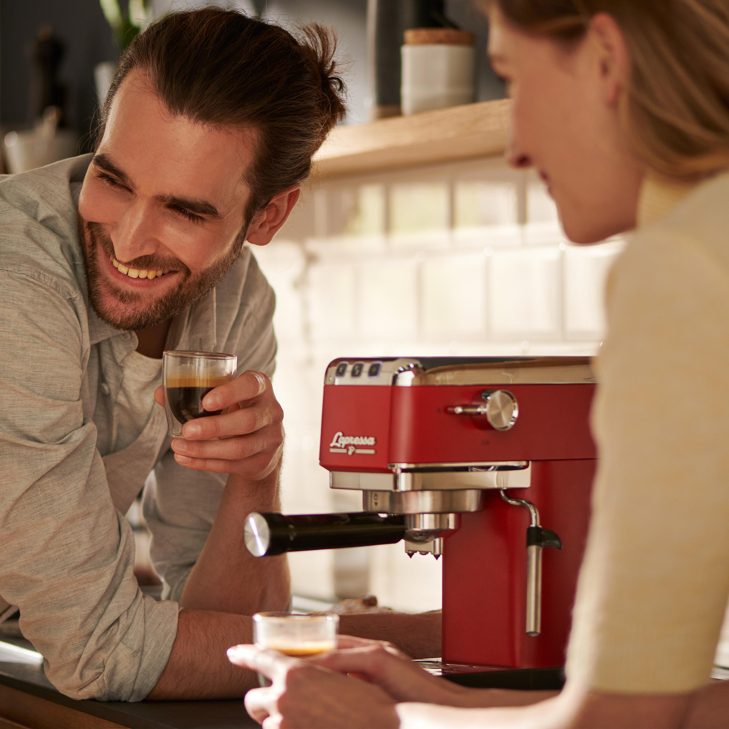 TCHIBO Siebträger „Lapressa“ Espressomaschine Rot Silber