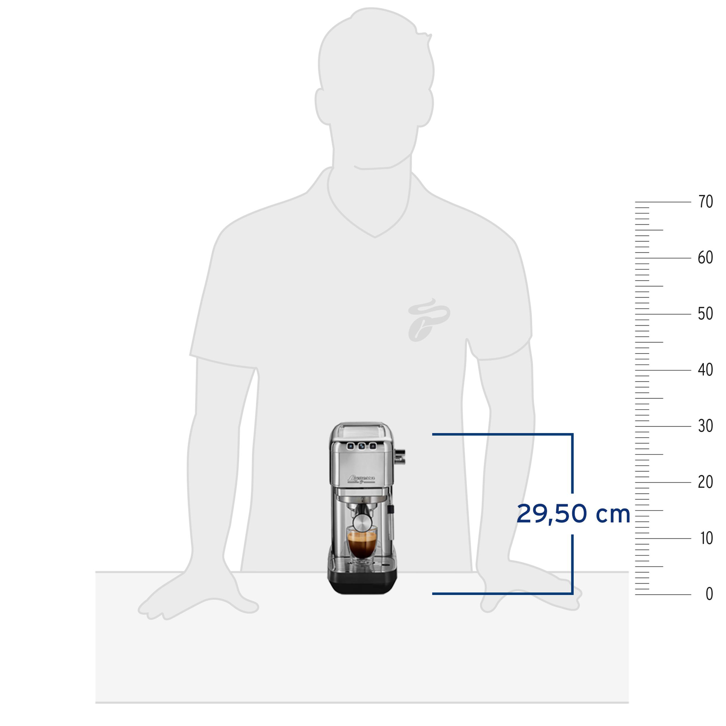 Eine Espressomaschine mit einer Hand einer Person.