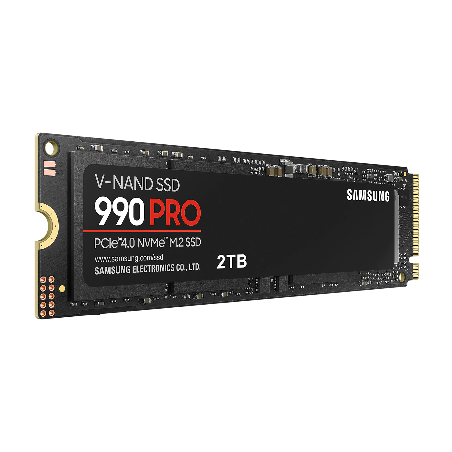 SSD Samsung 990 PRO nero. Capacità 2 TB. Etichetta con testo bianco.