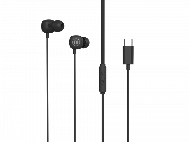 MAXELL SQUARE vezetékes fülhallgató mikrofonnal, Type-C csatlakozóval, fekete (348566)