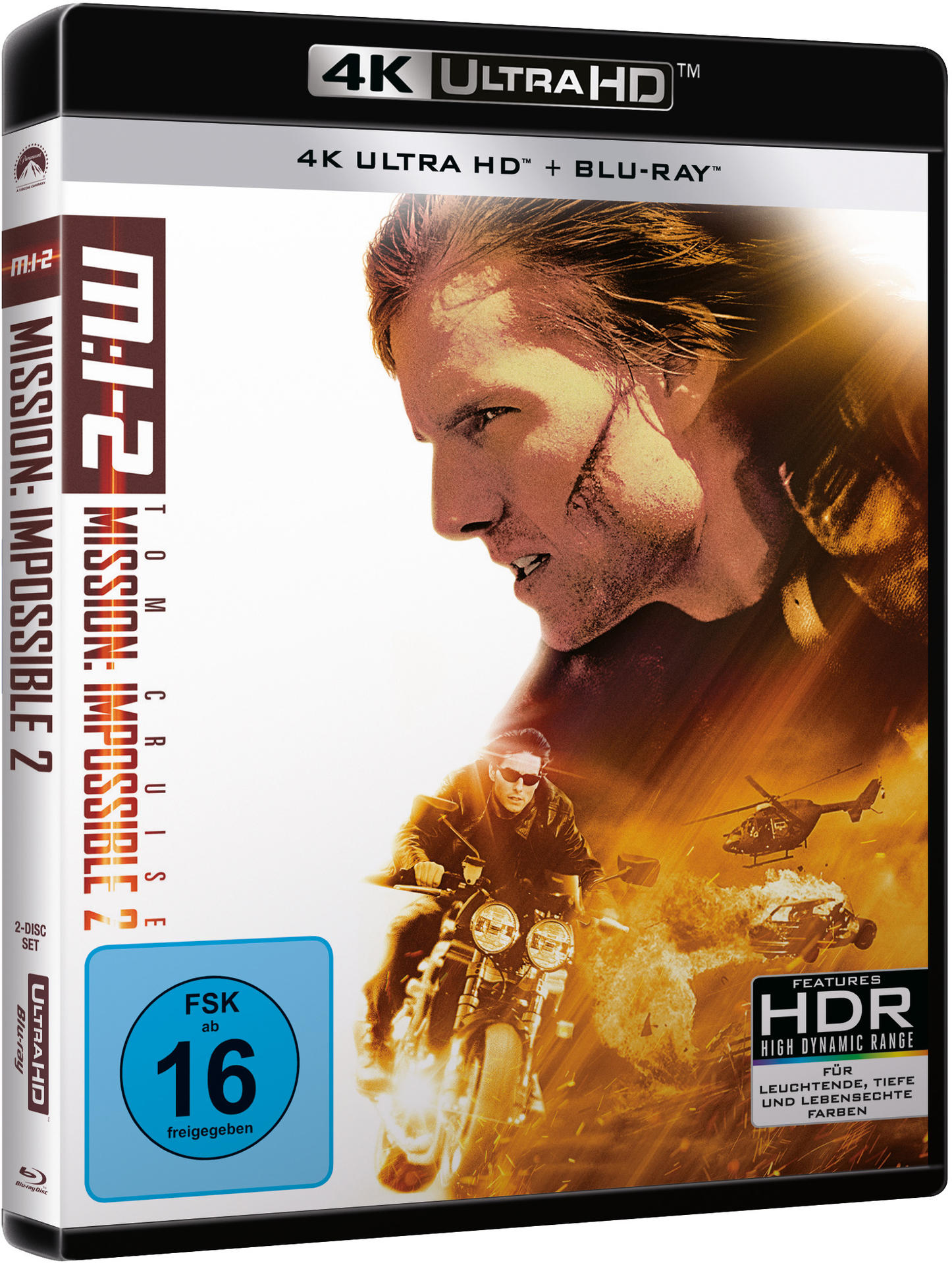 Filmcover: 'Mission: Impossible 2' mit Tom Cruise, 4K Ultra HD Blu-ray, ab 16 Jahren.
