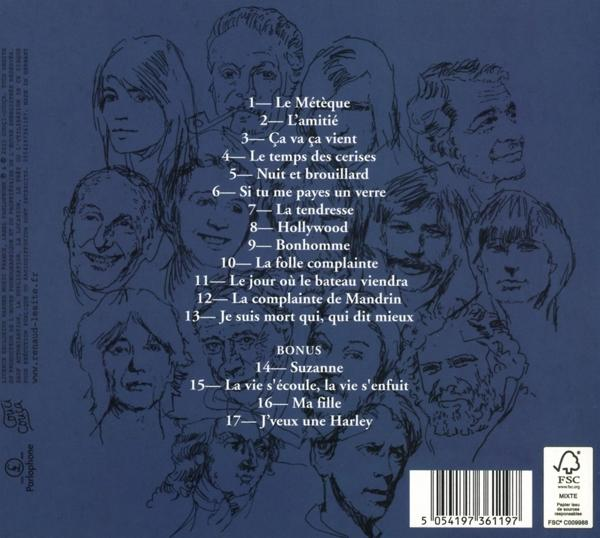 Albumcover mit Zeichnungen von Gesichtern und Songtiteln.