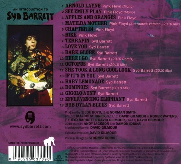 CD-Cover für 'An Introduction to Syd Barrett'. Enthält das Bild eines Mannes mit Gitarre und die Titelliste.