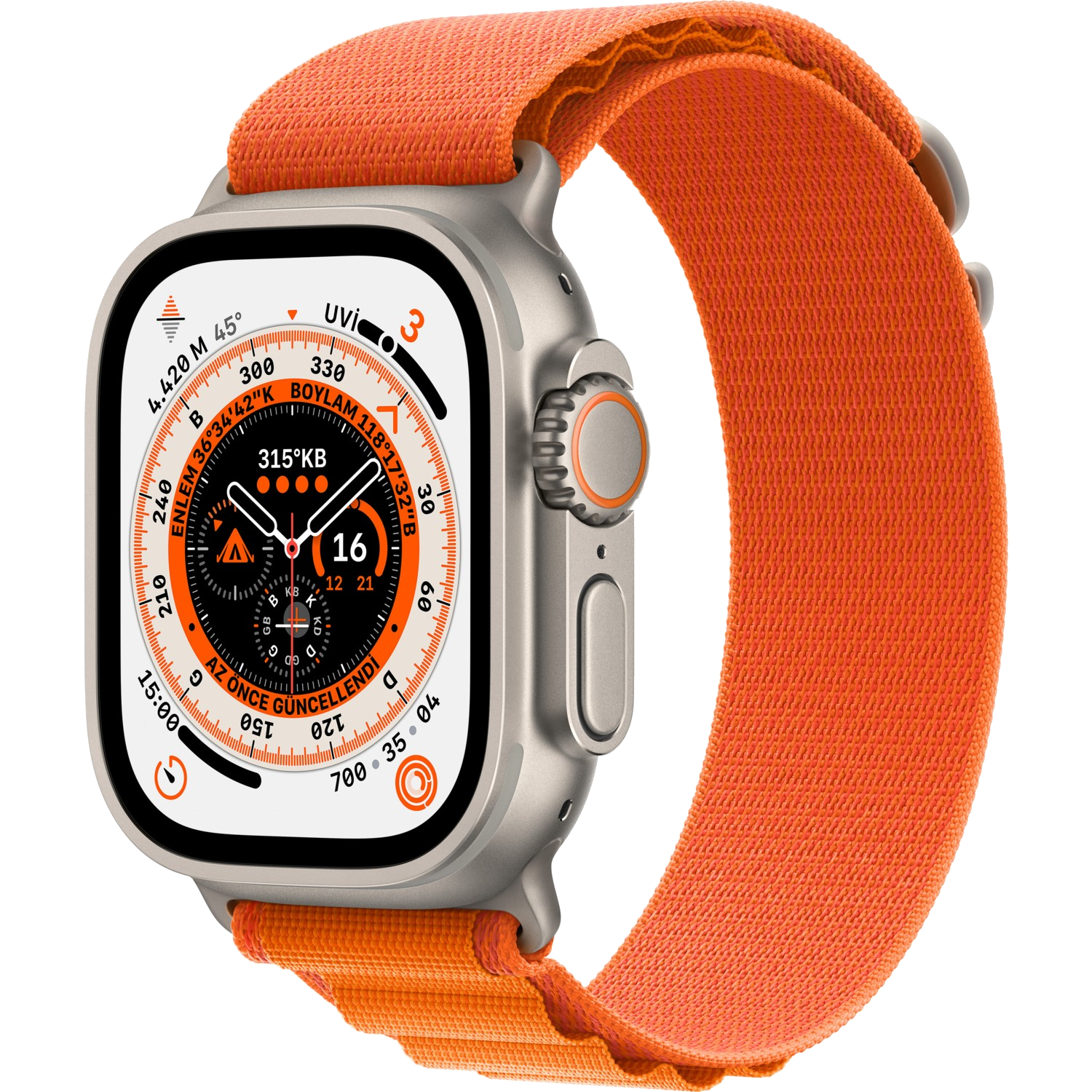 APPLE Watch Ultra GPS + Cellular 49 mm MQFM3TU/A Titanyum Kasa ve