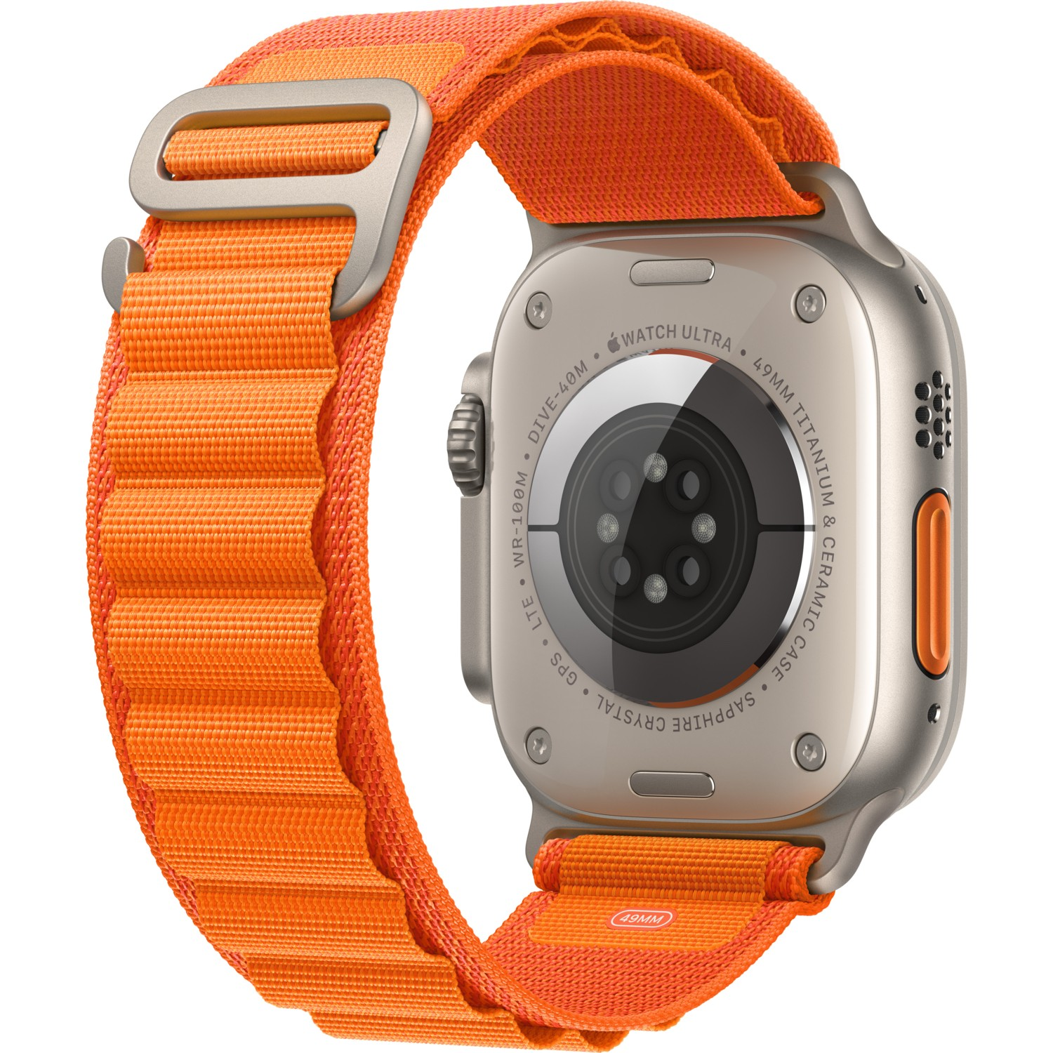 APPLE Watch Ultra GPS + Cellular 49 mm MQFM3TU/A Titanyum Kasa ve Turuncu Alpine Loop - L