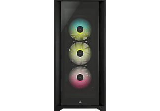 CORSAIR PC Gehäuse iCue 5000X RGB, Glasfenster, ATX, Midi-Tower, Schwarz