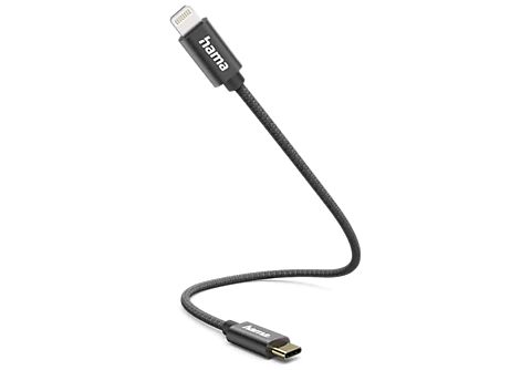 HAMA USB-C / Lightning-kabel 0.2 m Zwart (00201601)