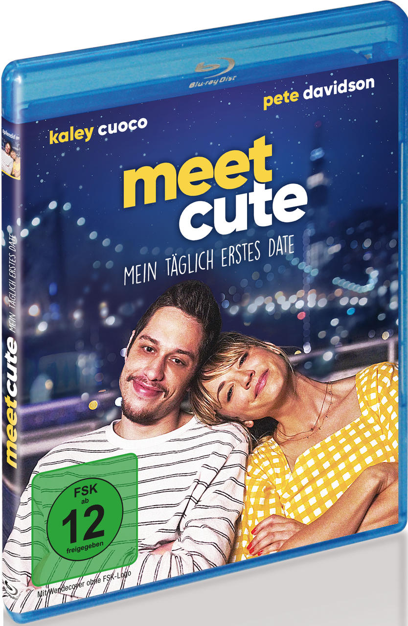 DVD-Hülle mit dem Film Meet Cute. Das Cover zeigt zwei lächelnde Personen und Text.