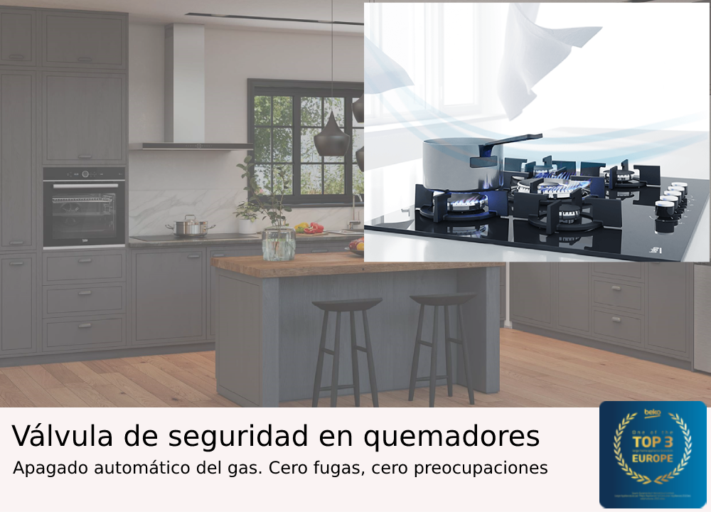 Encimera - Beko HIZG 64101 SX, Gas Butano (opc. G. Natural), 4 quemadores, Inox