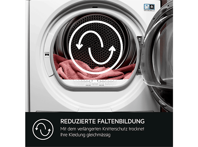 AEG TR7T60580 Wärmepumpentrockner Serie 7000 SensiDry® mit Wärmepumpentechnologie (8 kg, Weiß / Weiß)
