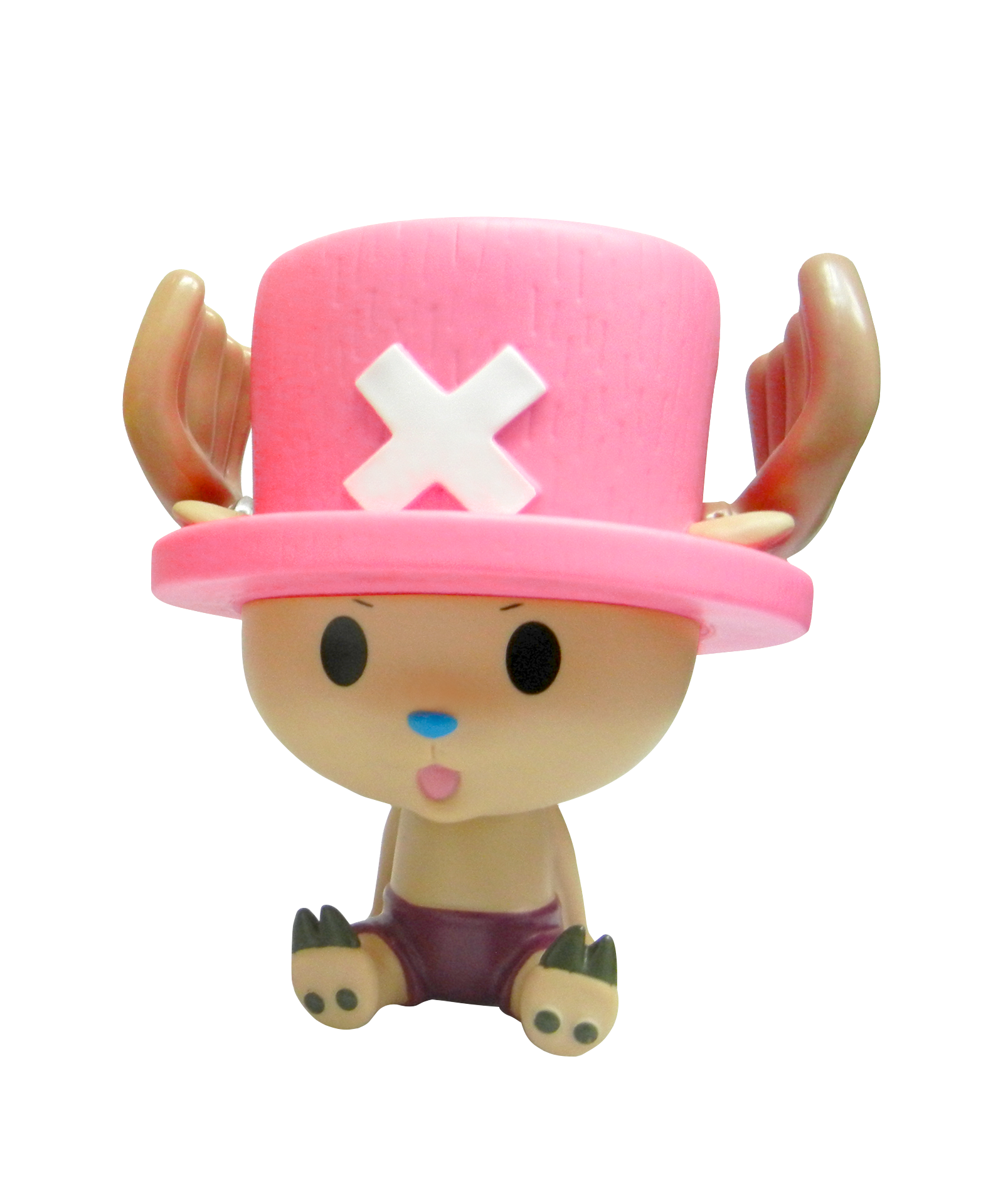 Zeichentrickfigur Tony Tony Chopper aus One Piece. Er hat einen rosa Hut und trägt lila Shorts.
