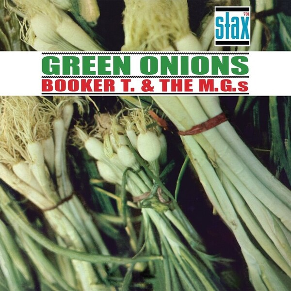 Faisceaux d'oignons verts. Pochette d'album de Booker T. & The M.G.s. Blanc.