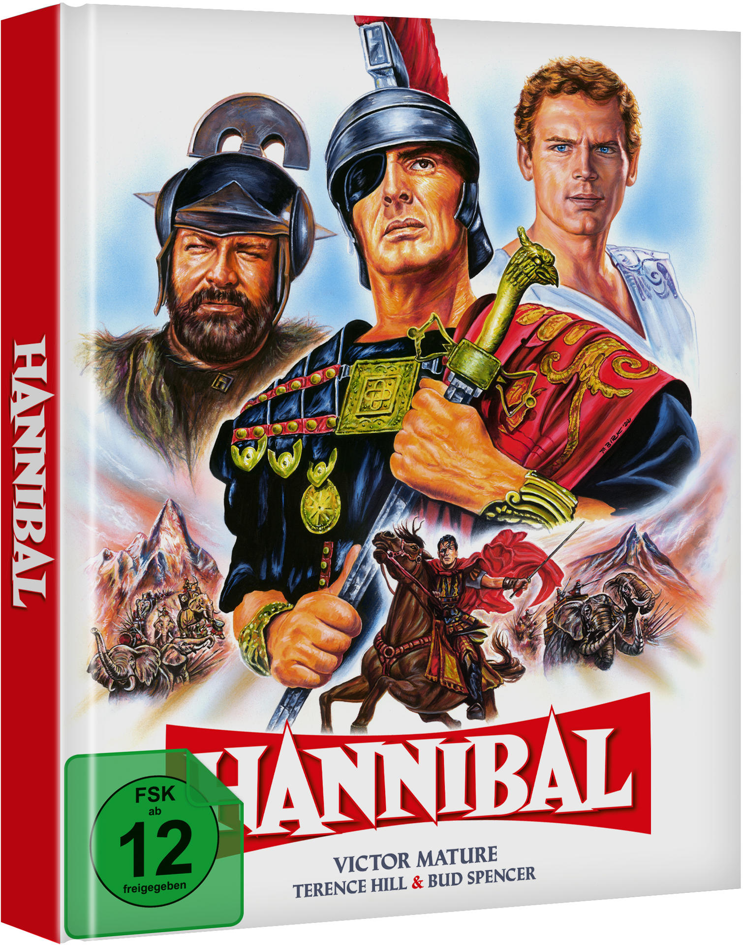 DVD-Cover des Films Hannibal. Mit Schauspielern, einem Reiter und dem Filmtitel unten.