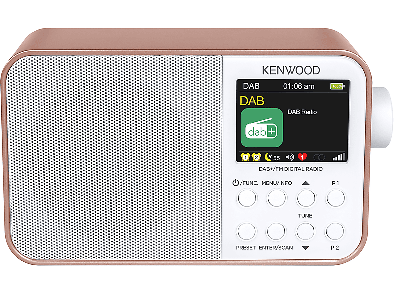 DAB+ UKW, / KENWOOD Radio, Roségold/Weiß Bluetooth, DAB+, Tragbares FM, CR-M30DAB-R