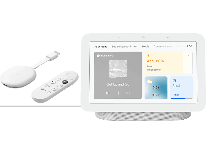 Google Nest Nest Hub Grijs + Chromecast Gtv Hd Wit