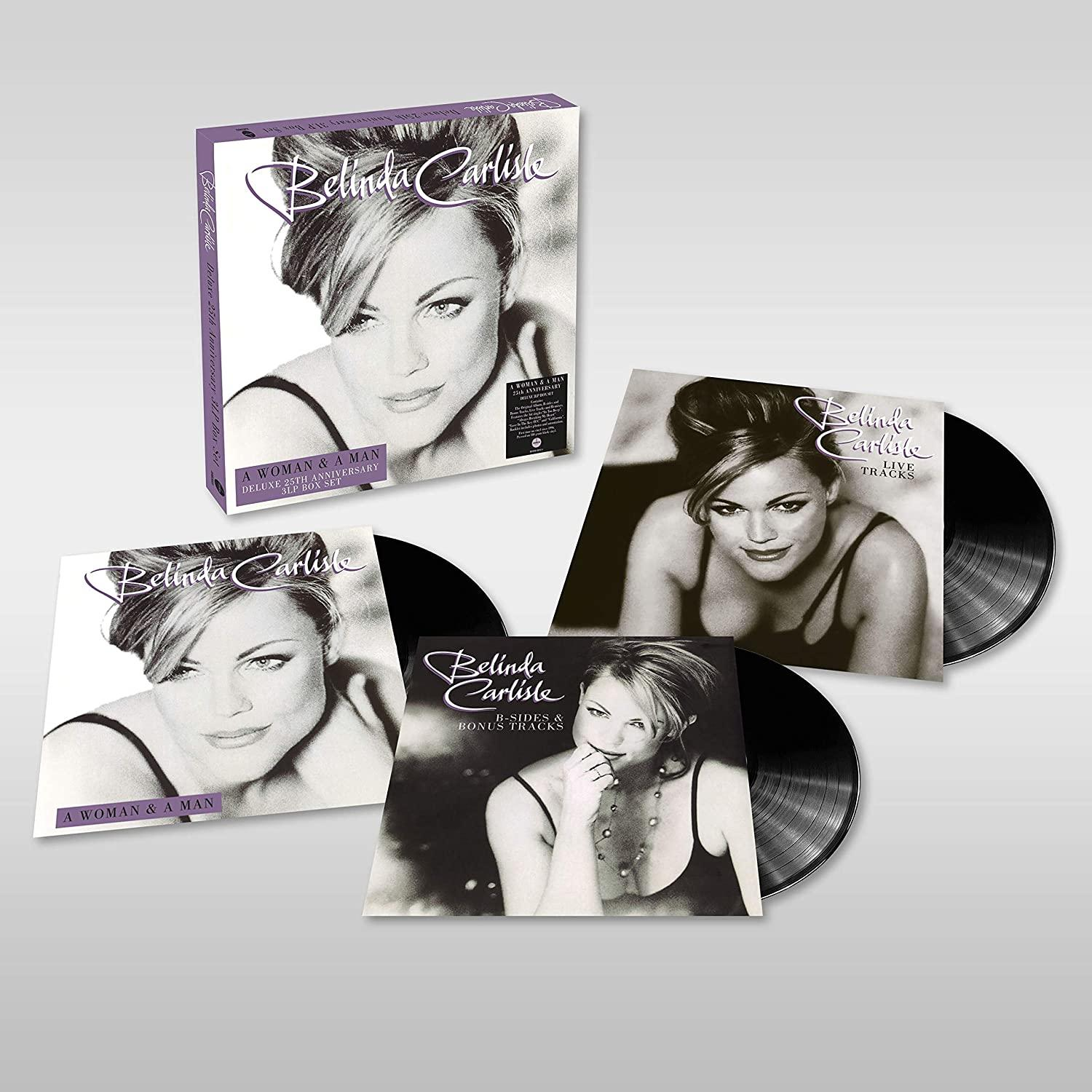 Belinda Carlisle albumkészlet. Album borítókat és bakelit lemezeket tartalmaz. Fekete-fehér téma.