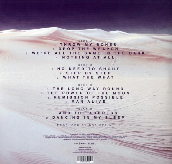 Album borító sivatagi tájjal. A szöveg felsorolja a dalcímeket az A, B, C és D oldalakon. Bob Ezrin producer. e-a-r MUSIC EDEL.