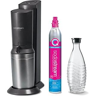 SODASTREAM Crystal 3.0 Quick-Connect Wassersprudler mit 1 Flasche, CO² Zylinder inklusive , Schwarz