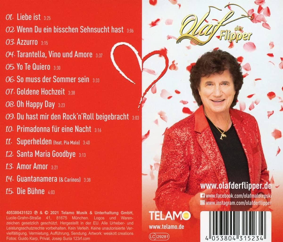 Albumcover mit Text und einem Mann mit roter Jacke.