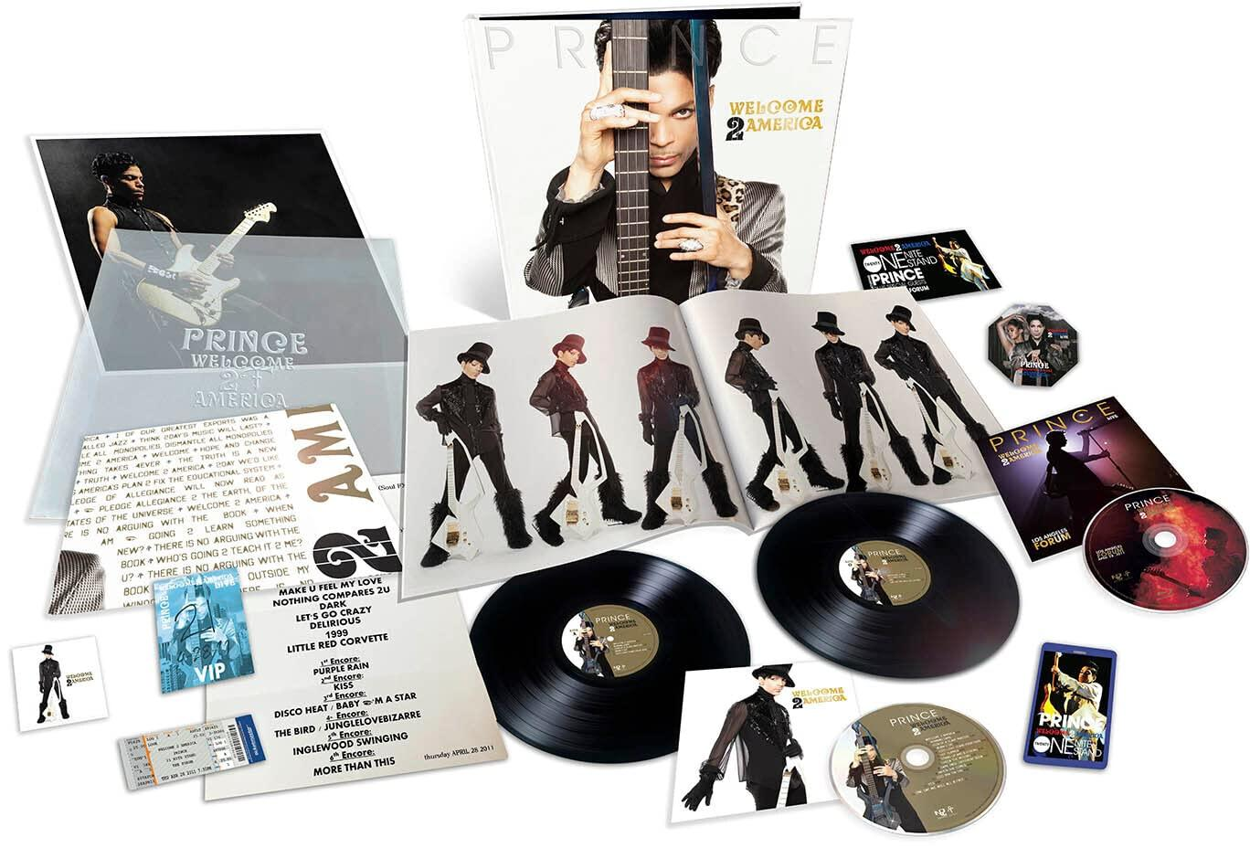 Princes Album 'Welcome 2 America' mit verschiedenen Artikeln. Schallplatten, CD, Fotos und mehr.